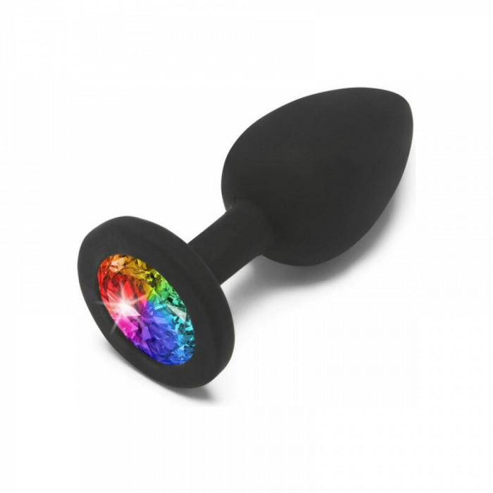 Пробка с радужным камнем силикон черный Toy Joy Rainbow Booty Jewel Small