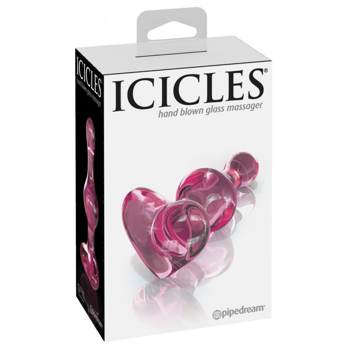 Стеклянная анальная пробка сердце Pipedream Icicles № 75