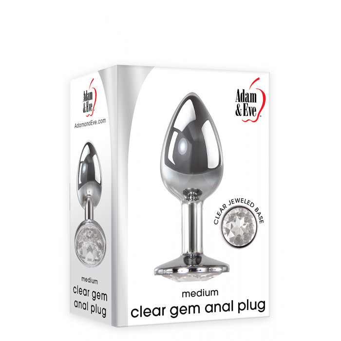 Анальная пробка с камнем A&E CLEAR GEM ANAL PLUG MEDIUM