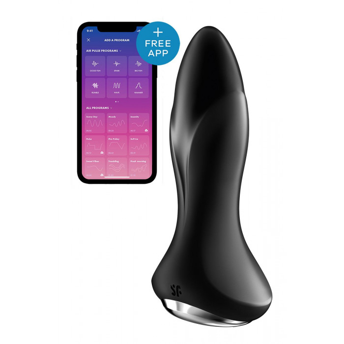 Анальная смарт пробка с вибрацией и бусинами Rotator Plug 1 Connect App Black