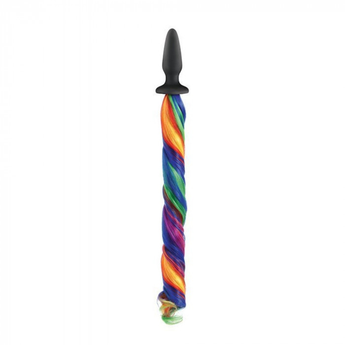 Коническая анальная пробка с хвостом NS Novelties UNICORN TAILS RAINBOW