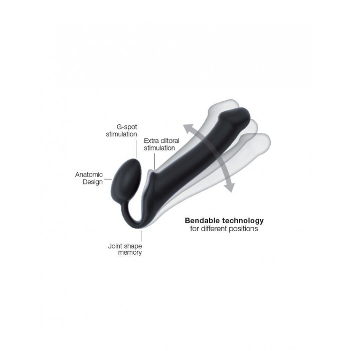 Безремневой страпон Strap-On-Me Black L, полностью регулируемый, диаметр 3,7см
