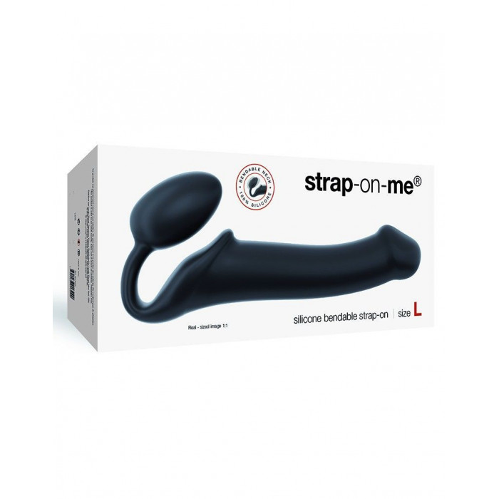 Безремневой страпон Strap-On-Me Black L, полностью регулируемый, диаметр 3,7см