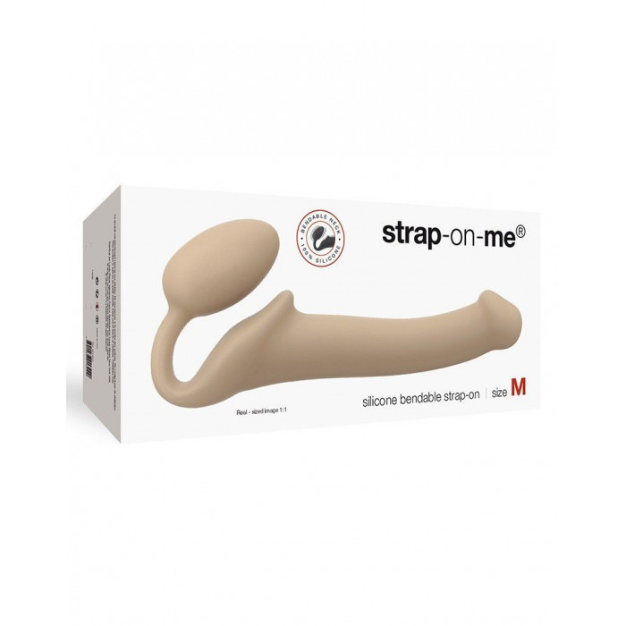 Безремневой страпон Strap-On-Me Flesh M, полностью регулируемый, диаметр 3,3см