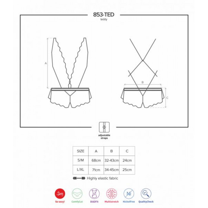 Боді Obsessive 853-TED-2 teddy S / M
