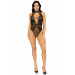 Leg Avenue Net and lace halter bodysuit OS Black