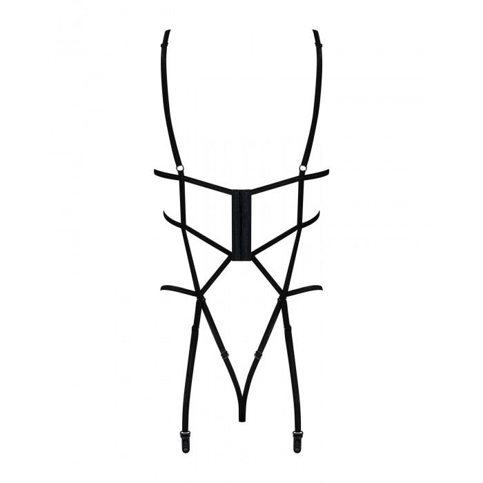 Боді зі стреп із доступом Obsessive Badossa crotchless teddy L/XL, чорний