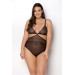 Боді Passion Amberly Body 4XL/5XL black, асиметричний крій, мереживний ліф, золота нитка