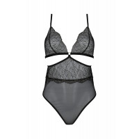 Боди Passion Amberly Body 6XL/7XL black, ассиметричный крой, кружевной лиф, золотая нить