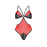 Полупрозрачное боди с кружевом Passion PEONIA BODY L/XL red