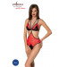Полупрозрачное боди с кружевом Passion PEONIA BODY L/XL red