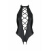 Боді з екошкіри Passion Nancy Body 4XL/5XL black, з імітацією шнурівки та відкритим доступом