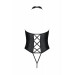 Боді з екошкіри Passion Nancy Body 4XL/5XL black, з імітацією шнурівки та відкритим доступом