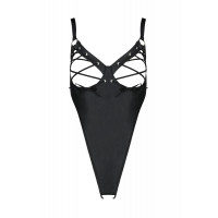 Боди из экокожи Passion Celine Body 4XL/5XL black, с доступом, открытый