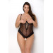 Боді Passion Exclusive North Body 6XL/7XL black, відкриті груди, з доступом, вініл та мережива
