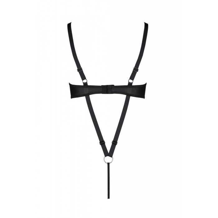 Боді з екошкіри Passion Celine Body 6XL/7XL black, з доступом, відкритий
