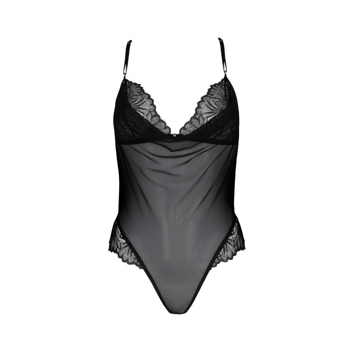 Сетчатое боди с кружевным лифом Passion DELIENA BODY XXL/XXXL black
