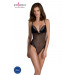 Сетчатое боди с кружевным лифом Passion DELIENA BODY XXL/XXXL black
