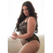 Тедді з відкритим доступом Leg Avenue Net lace crotchless teddy 1X–2X Black, шнурівка на спині