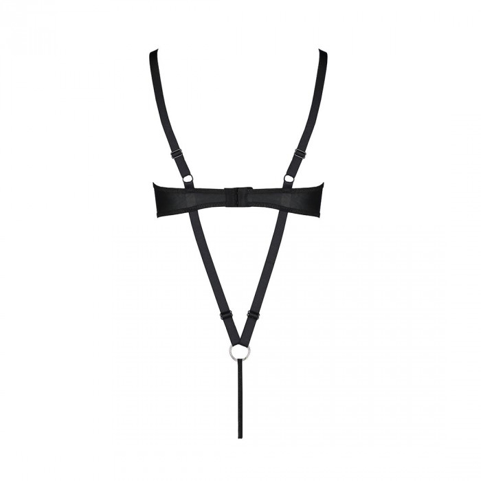 Боди из экокожи Celine Body black L/XL — Passion: с доступом, открытый
