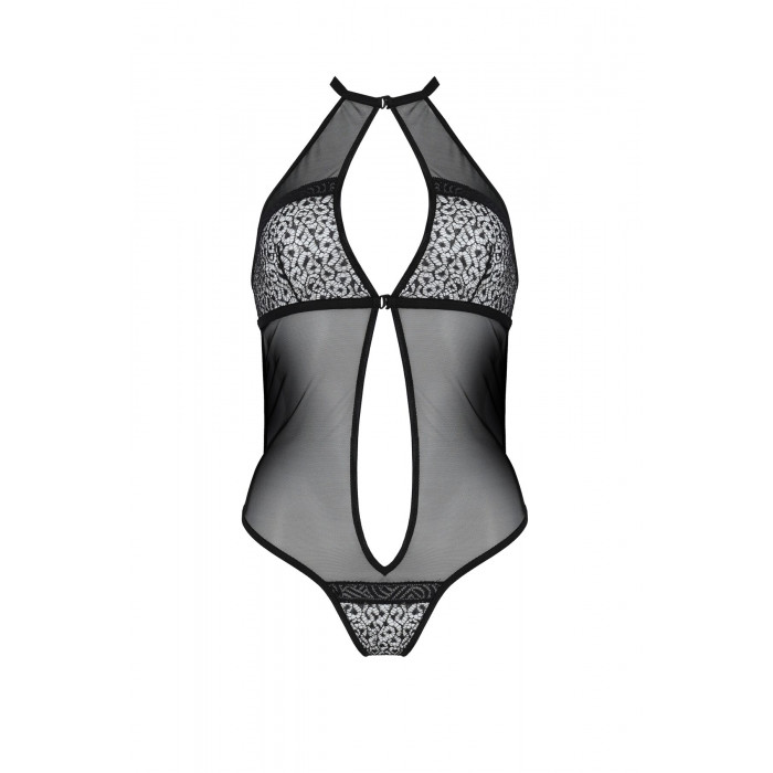 Сетчатое боди с кружевом на груди Passion SATARA BODY S/M black