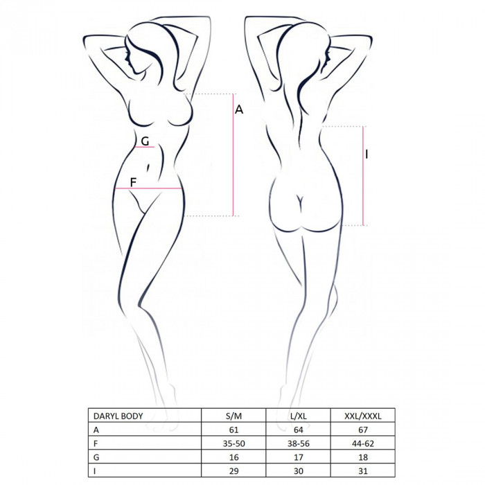 Боді з дуже глибоким декольте DARYL BODY black L/XL - Passion