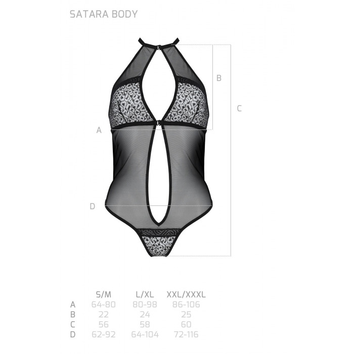 Сетчатое боди с кружевом на груди Passion SATARA BODY L/XL red