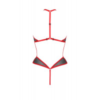 Сетчатое боди с кружевом на груди Passion SATARA BODY L/XL red
