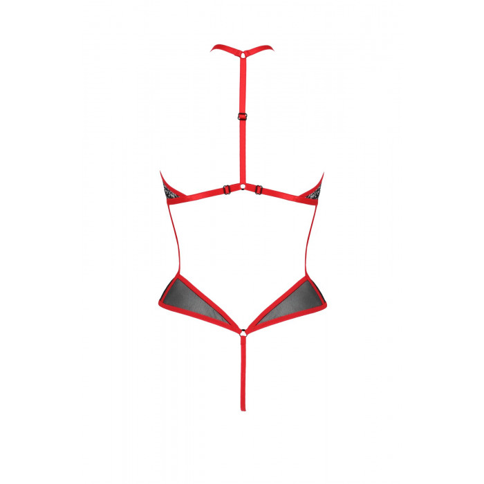 Сетчатое боди с кружевом на груди Passion SATARA BODY L/XL red