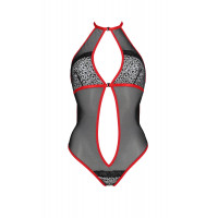 Сетчатое боди с кружевом на груди Passion SATARA BODY L/XL red