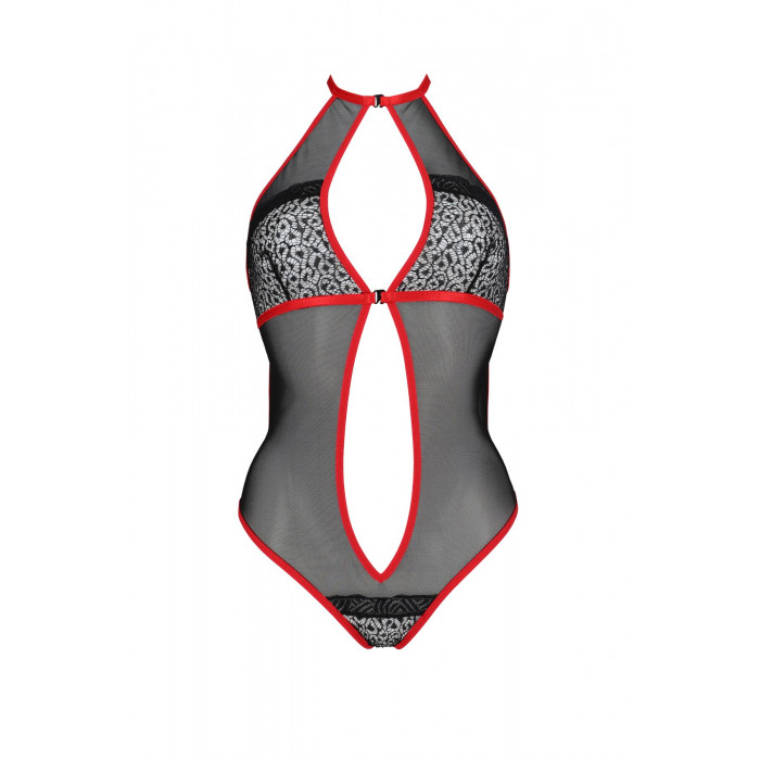 Сетчатое боди с кружевом на груди Passion SATARA BODY S/M red