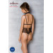 Боди с открытой грудью Passion DOMINICA BODY L/XL beige, воротник-чокер, корсет