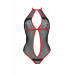 Сетчатое боди с кружевом на груди Passion SATARA BODY XXL/XXXL red