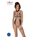 Боди с открытой грудью Passion DOMINICA BODY S/M beige, воротник-чокер, корсет