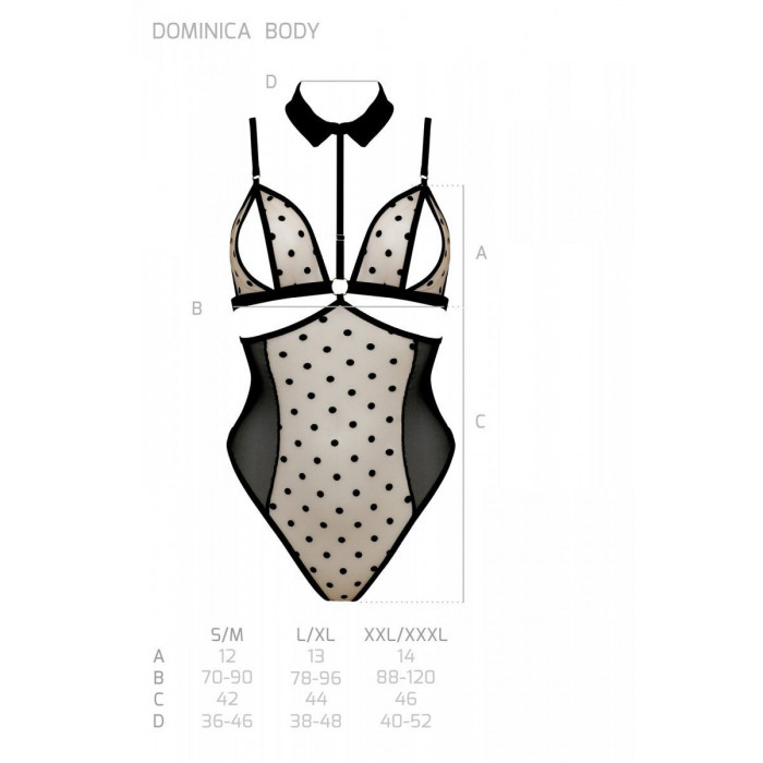 Боди с открытой грудью Passion DOMINICA BODY S/M beige, воротник-чокер, корсет