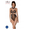Боди с открытой грудью Passion DOMINICA BODY S/M black, воротник-чокер, корсет