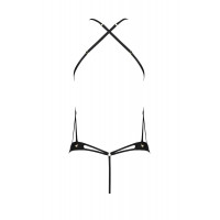Боди с открытым доступом Passion TASMINA BODY L/XL black, экокожа, шнуровки, ажурные кружева