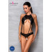 Боди с открытым доступом Passion TASMINA BODY L/XL black, экокожа, шнуровки, ажурные кружева