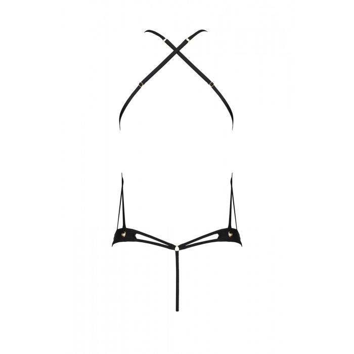 Боди с открытым доступом Passion TASMINA BODY XXL/XXXL, black, экокожа, шнуровки, ажурные кружева