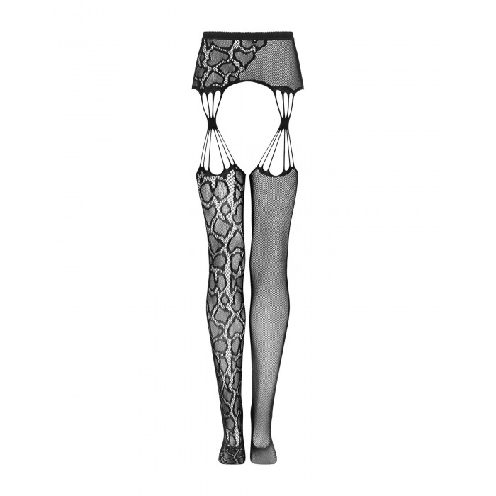 Эротические колготки-бодистокинг Obsessive Garter stockings S821 S/M/L, имитация чулок и пояса для ч
