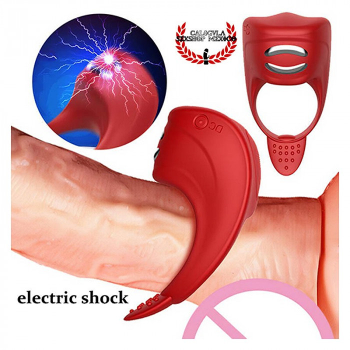 Эрекционное кольцо с электростимуляцией Foxshow – Vibrator – Silicone Ring Red USB