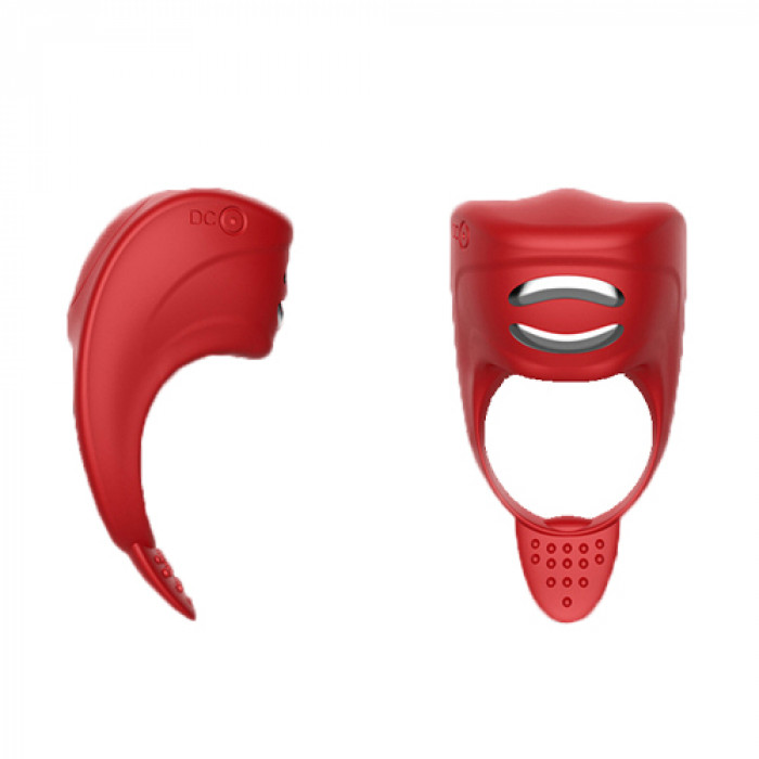 Эрекционное кольцо с электростимуляцией Foxshow – Vibrator – Silicone Ring Red USB