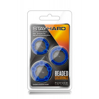 T330566 Набор эрекционных колец STAY HARD BEADED COCKRINGS BLUE
