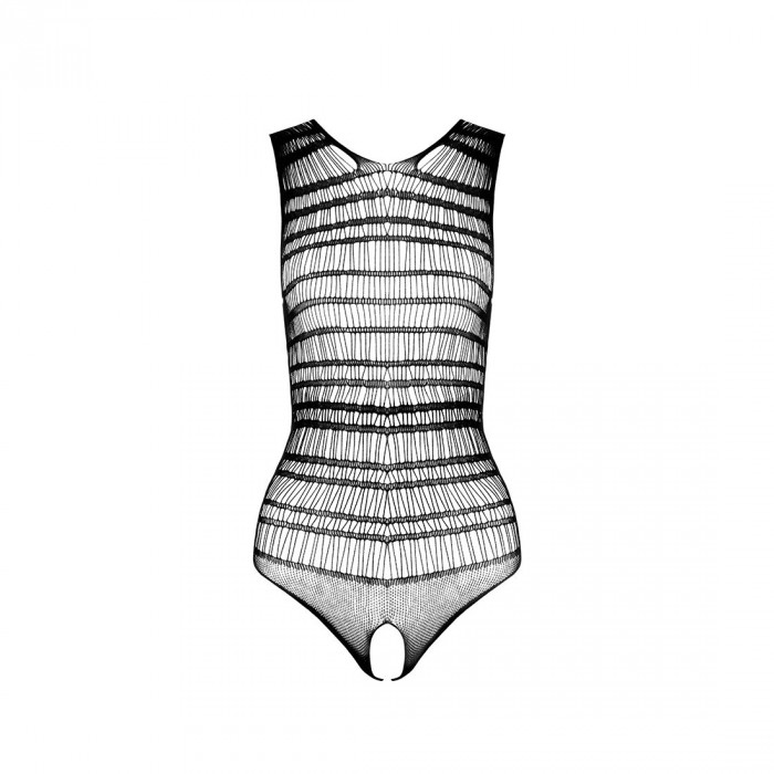 Бодістокінг з доступом Passion BS086 black, вертикальна сітка, виріз на спинці