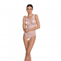 Бодістокінг з доступом Passion BS086 white, вертикальна сітка, виріз на спинці