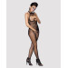 Бодистокинг из мелкой сетки с открытой грудью и доступом Obsessive Bodystocking N101 S/M/L, черный,