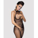 Бодистокинг из мелкой сетки с открытой грудью и доступом Obsessive Bodystocking N101 S/M/L, черный,