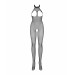 Бодистокинг из мелкой сетки с открытой грудью и доступом Obsessive Bodystocking N101 S/M/L, черный,