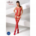 Бодістокінг Passion BS054 red, комбінезон, імітація панчох, відкритий животик