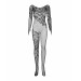 Бодістокінг Obsessive Bodystocking F210 S/M/L black, рукава-мітенки, сітка, кольорове мереживо